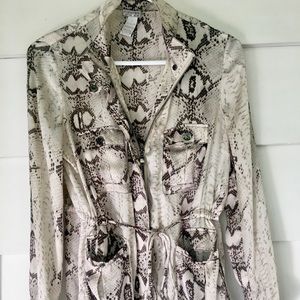 Sheer, Snakeskin-Print Light Jacket